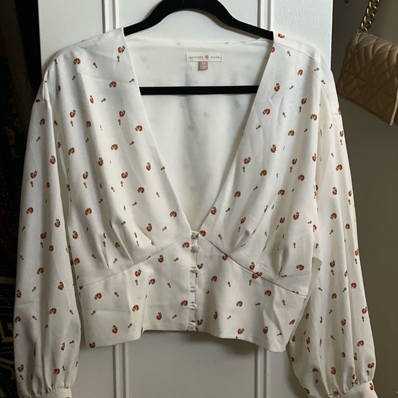 Backyard Roses Alex Button Front Rose Top - Picture 2 of 4